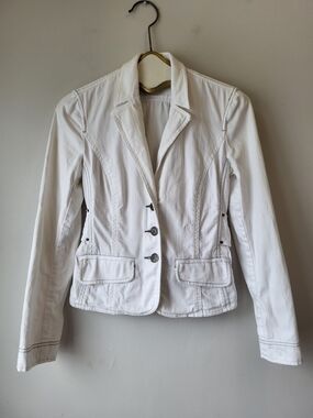 Armani Exchange White Y2K Feminine Tailored Summer Jean Jacket